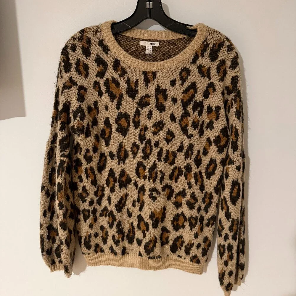 Amuse Society Leopard Print Sweater - Size XS - Picture 1 of 4